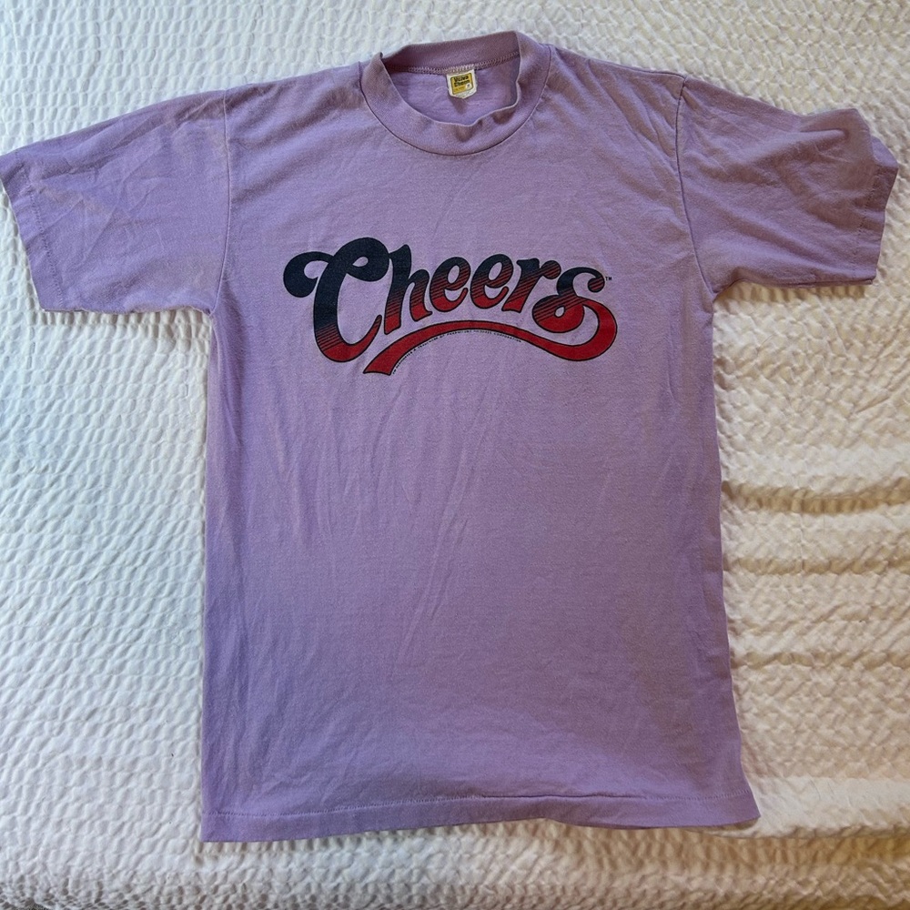 Vintage Single Stitch Purple Cheers Graphic T-Shirt Sz M